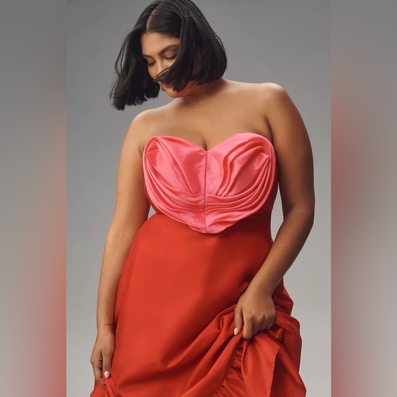 NWT! Anthropologie Pink/Red Hutch Strapless Heart Maxi Dress - US 10 ⚽️ - Picture 7 of 16